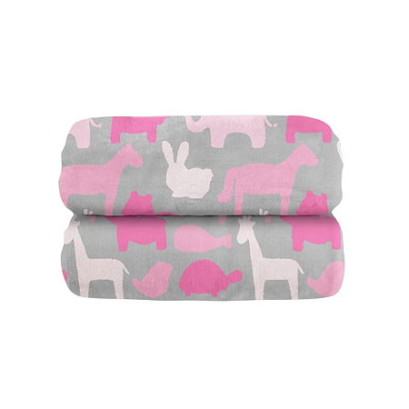 Cobertor Bebê Luxo Safari 0,80 x 1,10 Rosa Bebê