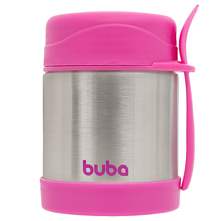 Pote Térmico Aço Inox com Talher Rosa - Buba