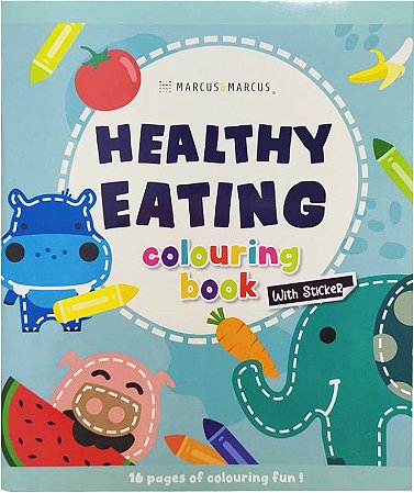 Livro de Colorir Healthy Eating Inglês com Adesivos Marcus & Marcus