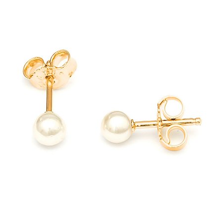 Brinco Infantil Banho de Ouro Pérola 5mm Antialérgico 0 à 24 meses - Tuttiamore