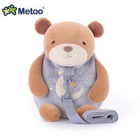 Mochila Infantil com Alça de Segurança Urso - Metoo