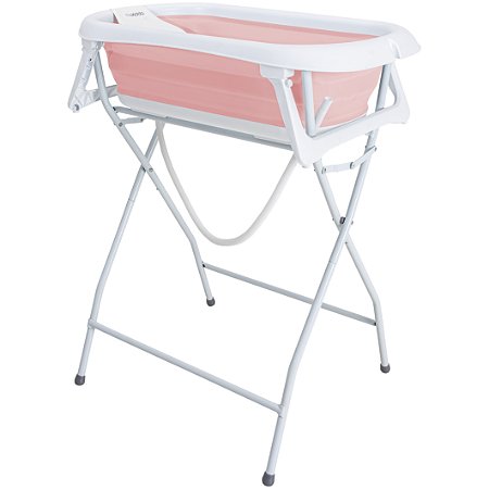 Banheira Dobrável Flex + Suporte de Elevação Rosa - Kiddo