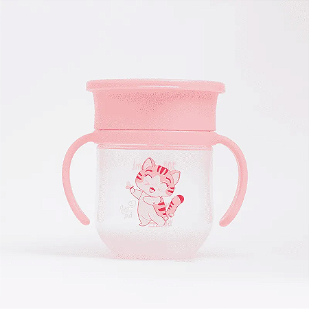 Copo de Treinamento 360 com Alça e Tampa 200ml Lia Rosa - Petit Piá