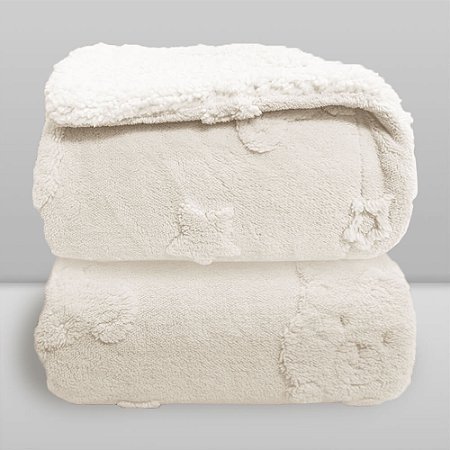 Cobertor Bebê Plush com Sherpa 0,90 x 1,10 Urso Branco