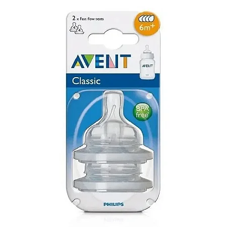Bico de Mamadeira Classic Philips Avent Nº4 (6m+) – Fluxo Rápido 2 Unidades
