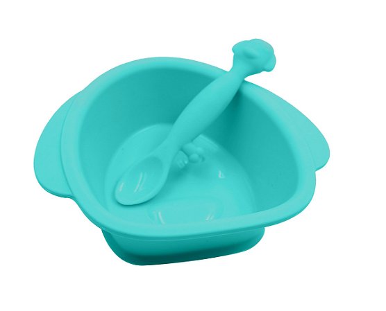 Tigela de Silicone com Ventosa e Colher Cachorro (Permite Freezer e Microondas) - Girotondo Baby