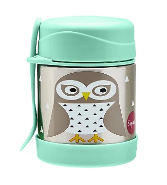 BABY OPEN BOX - Pote Térmico Inox com Talher Coruja - 3 Sprouts