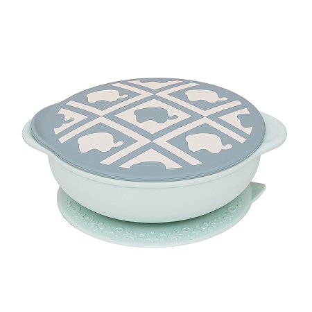 Tigela com Sucção e Tampa em Silicone Verde Menta Marcus & Marcus