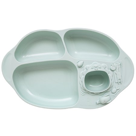 Prato de Silicone com Divisórias e Sucção Verde Menta Marcus & Marcus