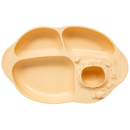 Prato de Silicone com Divisórias e Sucção Amarelo Manteiga Marcus & Marcus