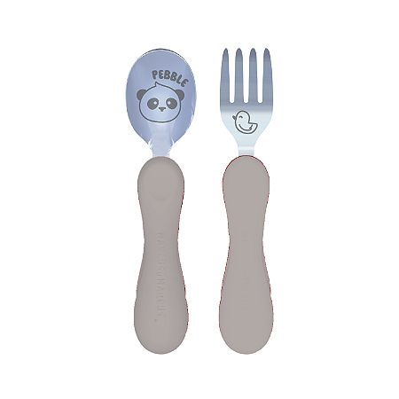 Jogo de Colher e Garfo Anatômico Cinza com Case - Marcus & Marcus