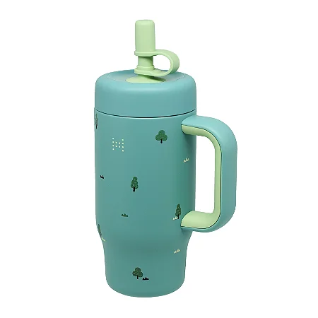 Garrafa Térmica com Canudo e Alça Floresta 530ml - Marcus & Marcus