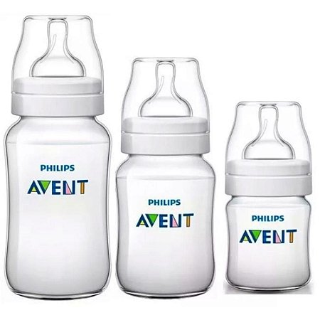 Kit Mamadeira Avent Clássica Anti-Cólica 125ml + 260ml + 330ml - Philips Avent