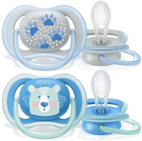 Chupeta Ortodôntica Ultra Air 6-18 Meses com 2 Unidades Menino Decorada - Philips Avent