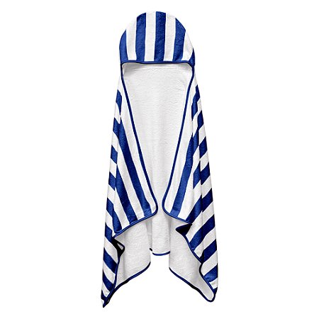 Toalha de Banho com Capuz Kids Power Sec 140x70cm Azul Listrada