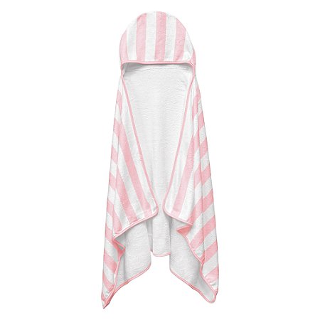 Toalha de Banho com Capuz Kids Power Sec 140x70cm Rosa Listrada