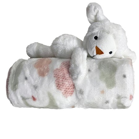 Kit Manta e Pelúcia Laço Bebê Lua Rosa e Ovelha - Laço Bebê