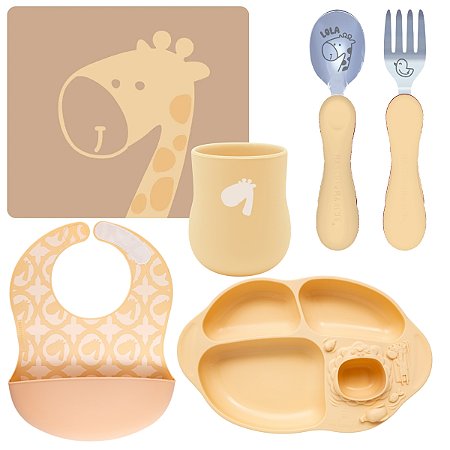 Kit Alimentação Girafa Lola Amarelo Manteiga - Marcus & Marcus
