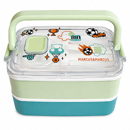 Lancheira Dupla Bento Box 8 Peças Futebol Marcus & Marcus