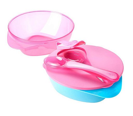 Kit Tigelas com Tampa e Colher Bowls Easy Scoop Rosa e Turquesa - Tommee Tippee