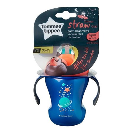 Copo de Treinamento com Canudo Macio Straw 230ml Azul e Laranja - Tommee Tippee