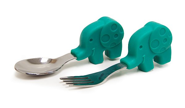 Colher e Garfo Infantil Elefante - Marcus & Marcus