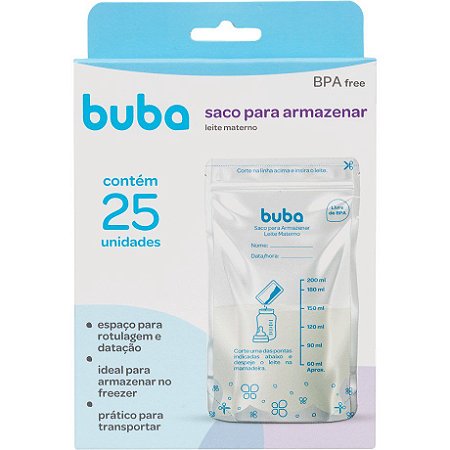 Saco para Armazenar Leite Materno com 25 Unidades - Buba