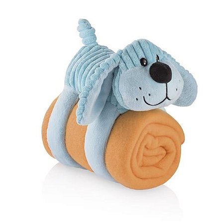 Cobertor Travesseiro e Bicho de Pelúcia Sleepy Pets Cachorro Azul - Multikids Baby