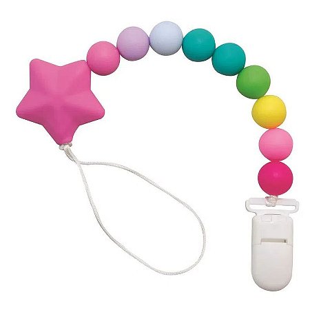 Prendedor de Chupeta com Silicone Estrelinha Rosa - Girotondo Baby