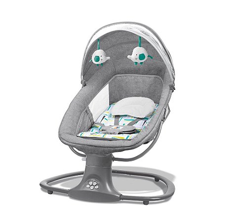 Cadeira de Balanço Bebê Infantil Automática com Bluetooth Techno Verde Estampada - Mastela