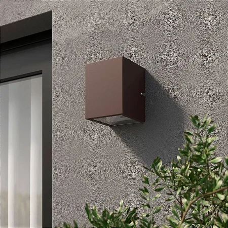Arandela 2 Facos Dois Focos Luminária Externa Interna Muro Parede Alumínio Marrom -153
