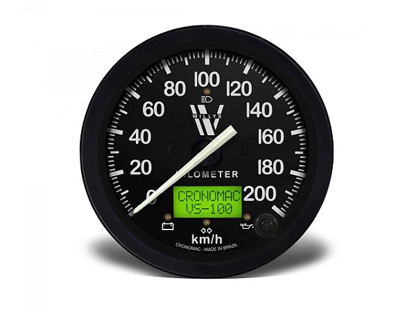 Velocímetro 100mm Eletrônico 200kmh Display Digital – JEEP WILLYS com Sinaleira