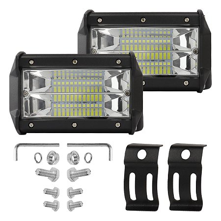 PAR FAROL MILHA RETANGULAR LED 72W 7D JEEP OFF ROAD TRILHA