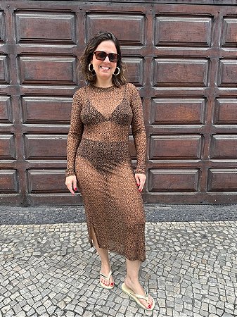 VESTIDO TULE MIDI ONÇA MICRA