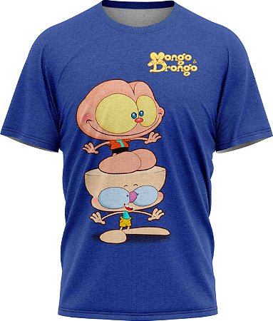 Mongo e Drongo Feliz - Camiseta - Azul - Malha Poliéster