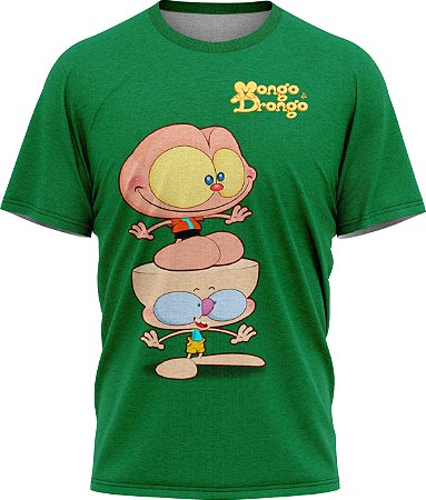 Mongo e Drongo Feliz - Camiseta - Verde - Malha Poliéster