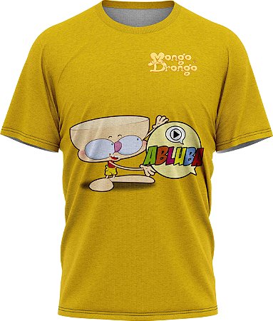 Drongo Abluba Feliz - Camiseta - Amarelo - Malha Poliéster