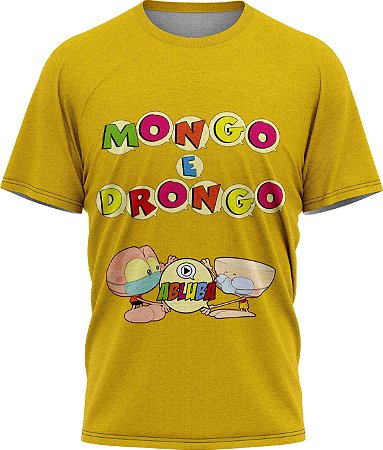 Mongo e Drongo Alfabeto - Camiseta - Amarelo - Malha Poliéster