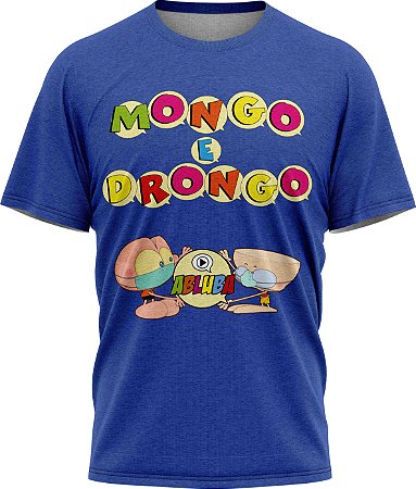 Mongo e Drongo Alfabeto - Camiseta - Azul - Malha Poliéster