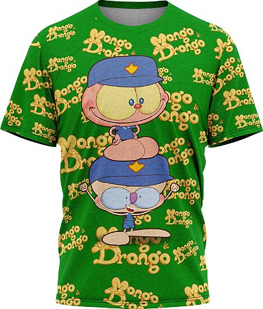 Mongo e Drongo Vigia Total- Camiseta- Verde- Malha Poliéster