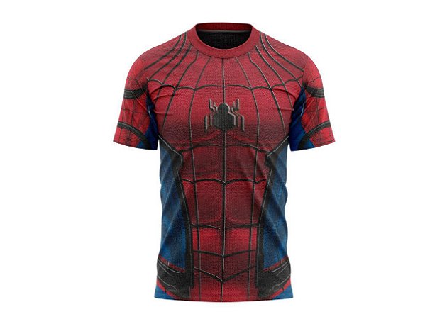 Homem Aranha - Camiseta Infantil Super Heróis- Tecido Dryfit
