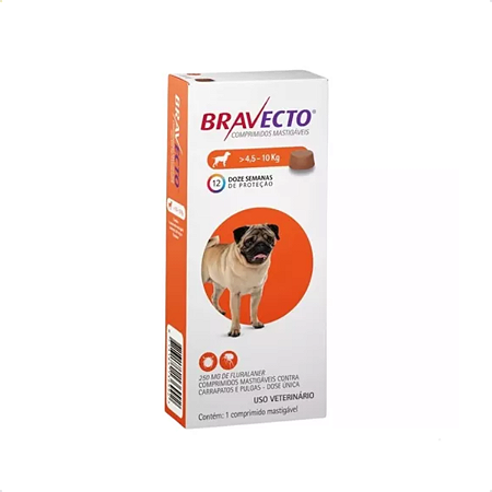 Antipulgas e Carrapatos Bravecto MSD para Cães de 4,5 a 10 kg