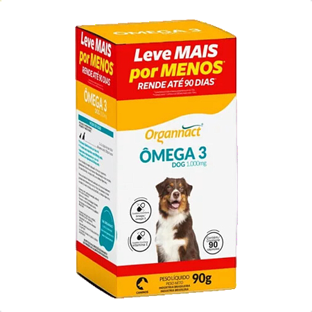 Omega 3 Dog 1000mg C/90 Cápsulas 90g - Organnact