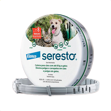 Coleira Seresto Antipulgas e Carrapatos Cães e Gatos até 8kg Elanco