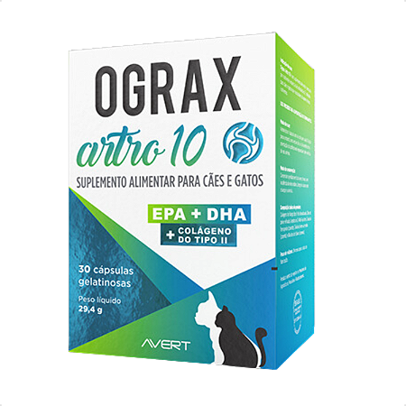Suplemento Avert Ograx Artro 10 Cães E Gatos C/ 30 Cápsulas