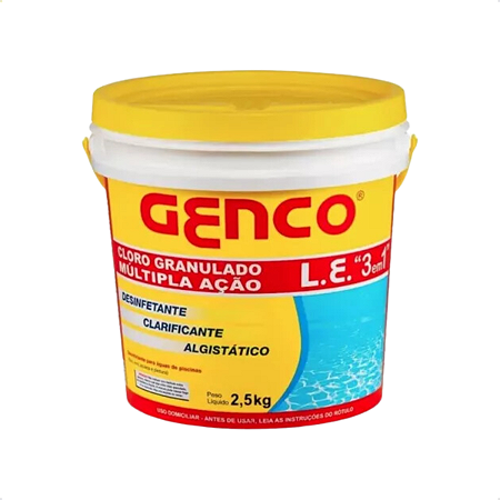 Genco 3 Em 1 Múltipla Ação Balde 2,5kg Cloro Para Piscina