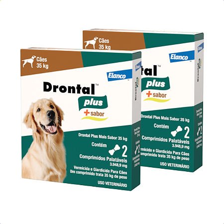 Kit 2 Drontal Plus Carne Vermífugo Cães Até 35kg 2 Comp