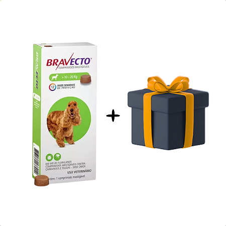 Antipulgas e Carrapatos Bravecto MSD para Cães de 10 a 20 kg + BRINDE