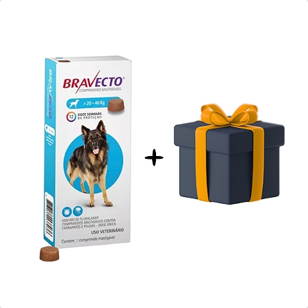 Antipulgas e Carrapatos Bravecto MSD para Cães de 20 a 40 kg + BRINDE