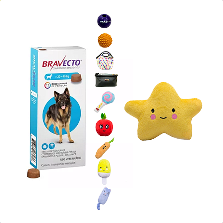 Antipulgas e Carrapatos Bravecto MSD para Cães de 20 a 40 kg + BRINDE